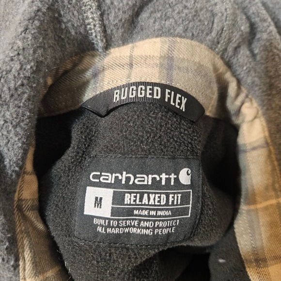 Carhartt Rugged Flex Flannel Fleece Lined Hooded Shirt Jacket 106353 Olive Green - Picture 4 of 8